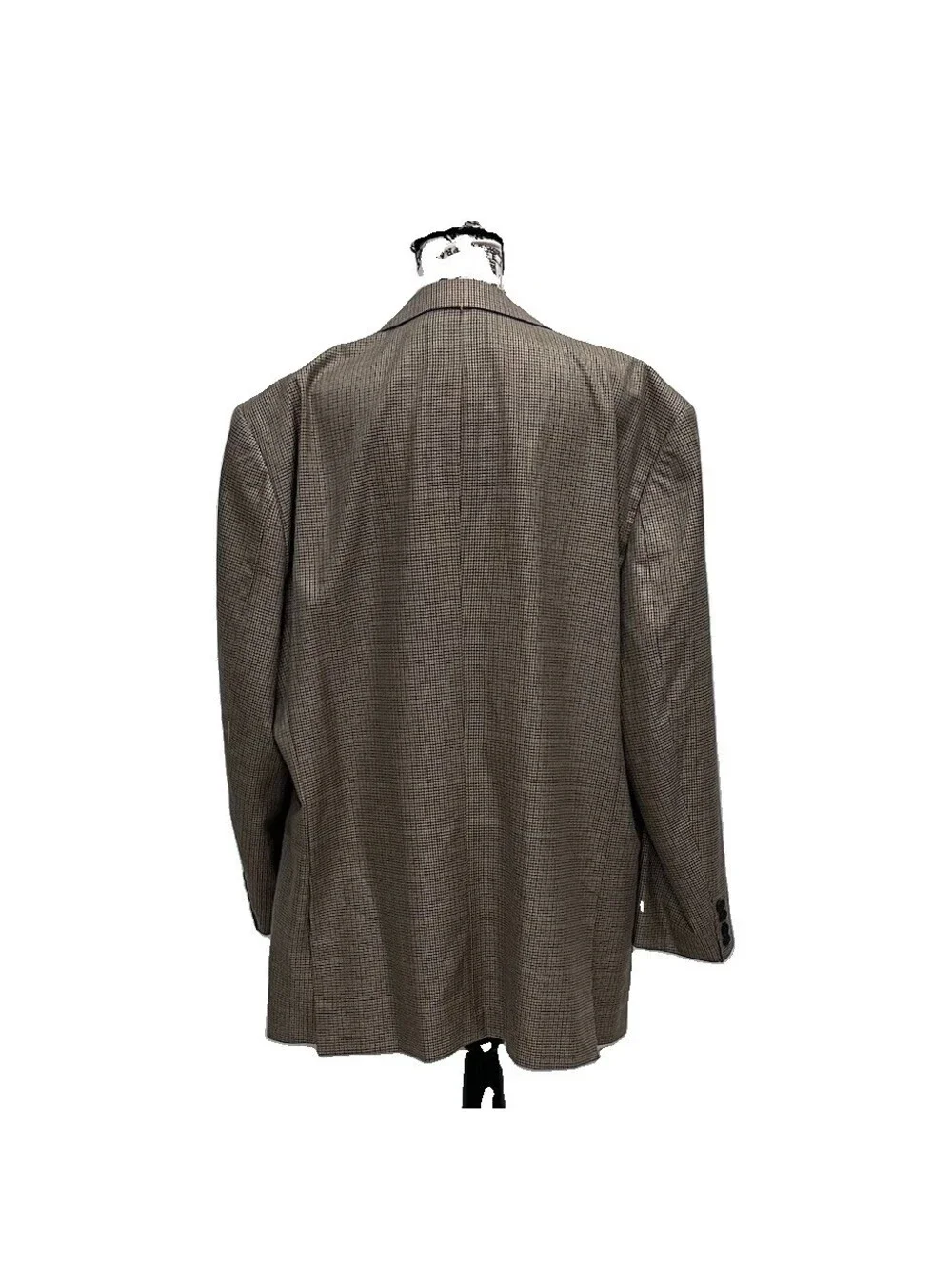 TravelSmith Beige Houndstooth Blazer 48R Men’s Sport Coat Classic Silk Wool Prep